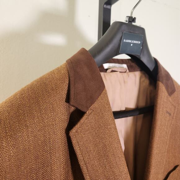 MICHAEL KORS Brown Wool Blazer with Elbow Patches, Size 48L - Picture 3 of 12